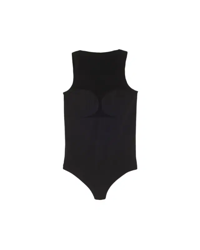 Corset-Effect Sleeveless Bodysuit with Sheer Panels