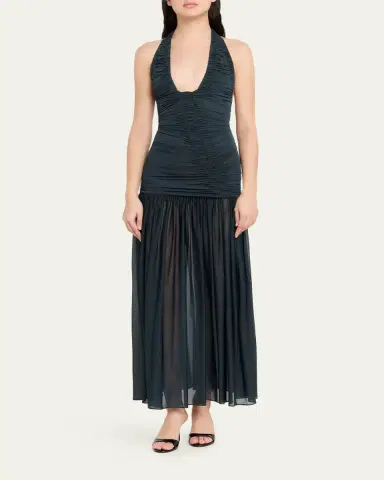 Christopher Esber Orion Pleated Plunge-Neck Gown | Thumbnail 2