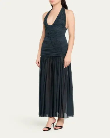 Christopher Esber Orion Pleated Plunge-Neck Gown | Thumbnail 4