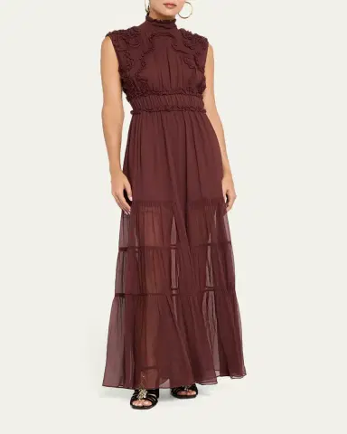 Ulla Johnson Verona Smocked Silk Turtleneck Gown | Thumbnail 6
