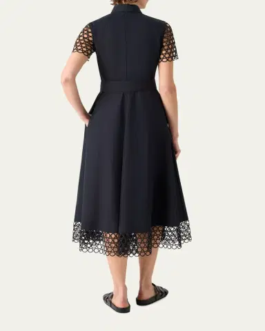 Akris punto Dot Eyelet Short-Sleeve Cotton Poplin Midi Shirtdress | Thumbnail 3 Akris punto Dot Eyelet Short-Sleeve Cotton Poplin Midi Shirtdress | Thumbnail 3