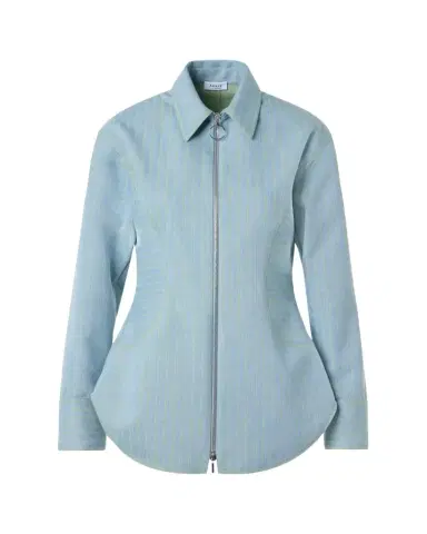 Akris punto Pinstripe Denim Collared Zip Shirt | Thumbnail 1 Akris punto Pinstripe Denim Collared Zip Shirt | Thumbnail 1