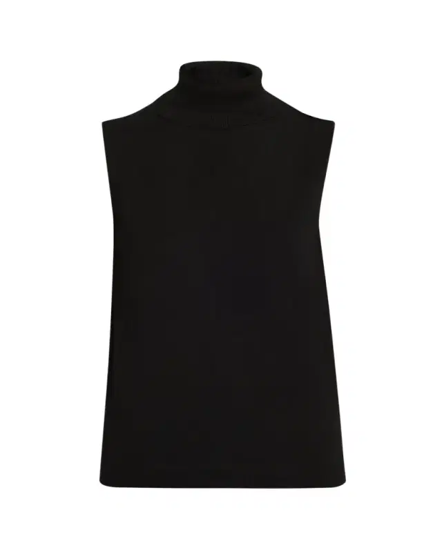 Lafayette 148 New York Sleeveless Matte Crepe Turtleneck Pullover