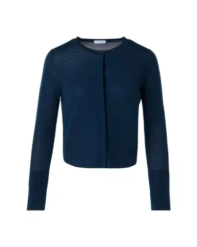Akris punto Merino Wool Knit Curved Crewneck Cardigan | Thumbnail 1 Akris punto Merino Wool Knit Curved Crewneck Cardigan | Thumbnail 1