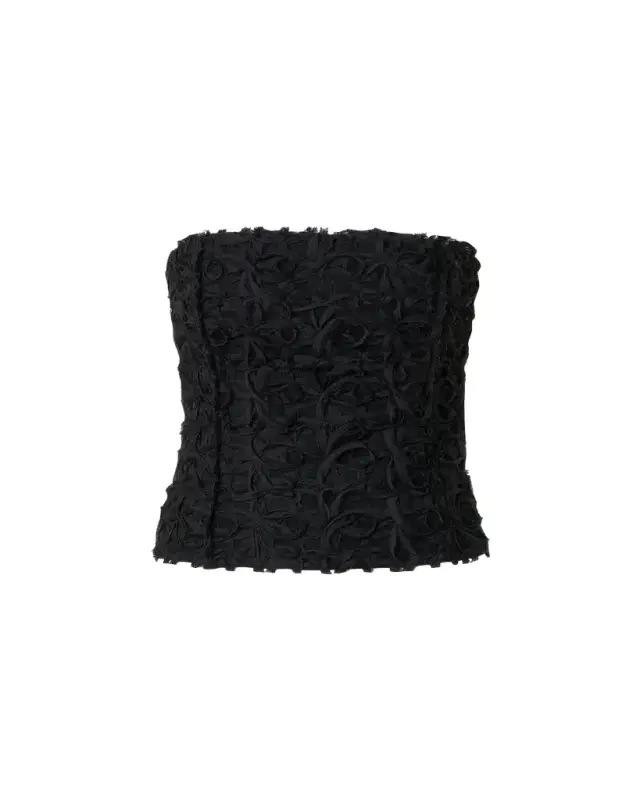 Akris punto 3D Floral Embroidered Bustier Top