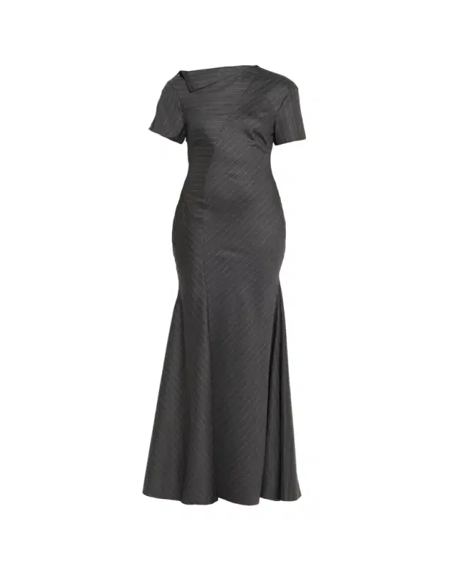 Pinstripe Short-Sleeve Dress