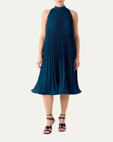 Akris punto Plisse Crepe Sleeveless Halter Midi Dress | Thumbnail 2 Akris punto Plisse Crepe Sleeveless Halter Midi Dress | Thumbnail 2