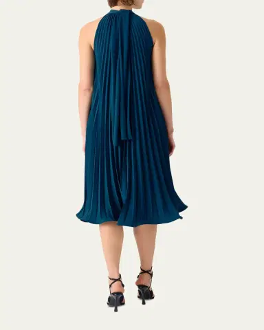 Akris punto Plisse Crepe Sleeveless Halter Midi Dress | Thumbnail 3 Akris punto Plisse Crepe Sleeveless Halter Midi Dress | Thumbnail 3