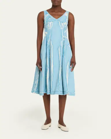 Marni Screen-Printed Denim Sleeveless Midi Dress | Thumbnail 2 Marni Screen-Printed Denim Sleeveless Midi Dress | Thumbnail 2