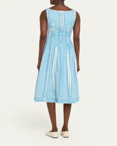Marni Screen-Printed Denim Sleeveless Midi Dress | Thumbnail 3 Marni Screen-Printed Denim Sleeveless Midi Dress | Thumbnail 3