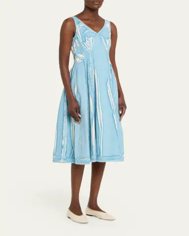 Marni Screen-Printed Denim Sleeveless Midi Dress | Thumbnail 4 Marni Screen-Printed Denim Sleeveless Midi Dress | Thumbnail 4