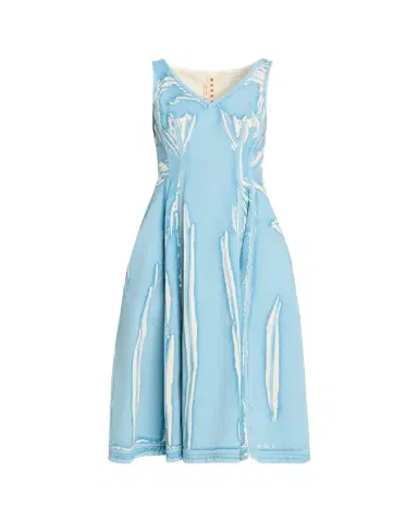 Marni Screen-Printed Denim Sleeveless Midi Dress | Thumbnail 1 Marni Screen-Printed Denim Sleeveless Midi Dress | Thumbnail 1
