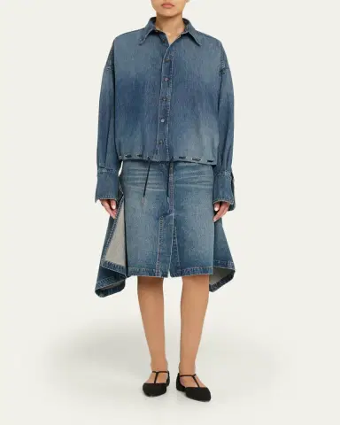 Brandon Maxwell Frankie Denim Handkerchief Skirt | Thumbnail 2