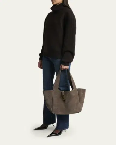 Saint Laurent Le 5 À 7 Bea YSL Cabas Tote Bag in Suede | Thumbnail 9
