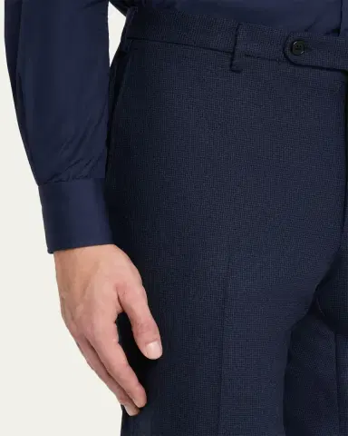 Incotex Men's Micro-Houndstooth Wool and Cashmere Trousers | Thumbnail 5 Incotex Men's Micro-Houndstooth Wool and Cashmere Trousers | Thumbnail 5