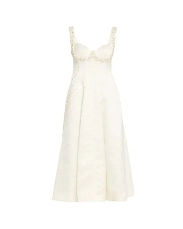 Charlotte Beaded Floral Jacquard Midi Dress
