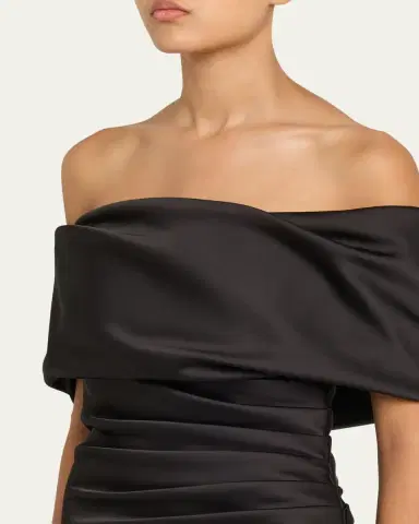Simkhai Valencia Pleated Off-Shoulder Column Gown | Thumbnail 5