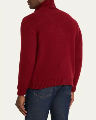 Anderson & Sheppard Men's Plain Knit Cashmere Quarter-Zip Sweater | Thumbnail 3 Anderson & Sheppard Men's Plain Knit Cashmere Quarter-Zip Sweater | Thumbnail 3