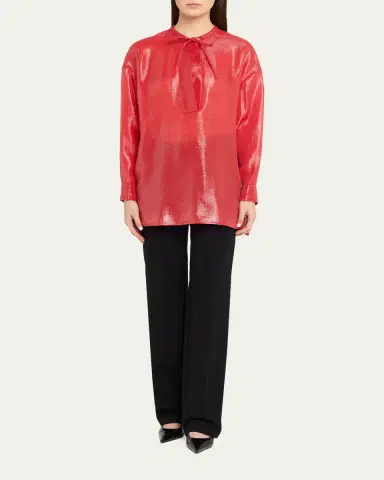 Giorgio Armani Oversized Shiny Silk-Blend Tunic | Thumbnail 2