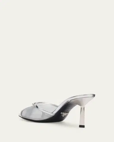 Prada 75mm Metallic Leather Mesh Sandals | Thumbnail 4