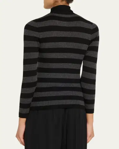 Majestic Filatures Striped Rib-Knit Turtleneck Sweater | Thumbnail 3 Majestic Filatures Striped Rib-Knit Turtleneck Sweater | Thumbnail 3