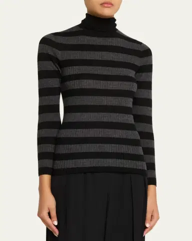 Majestic Filatures Striped Rib-Knit Turtleneck Sweater | Thumbnail 4 Majestic Filatures Striped Rib-Knit Turtleneck Sweater | Thumbnail 4