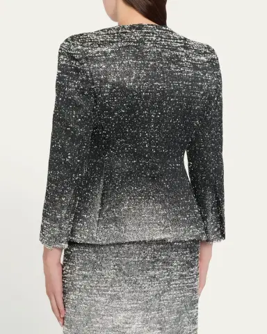 Oscar de la Renta Ombre Metallic Boucle Jacquard Single-Breasted Jacket | Thumbnail 3 Oscar de la Renta Ombre Metallic Boucle Jacquard Single-Breasted Jacket | Thumbnail 3