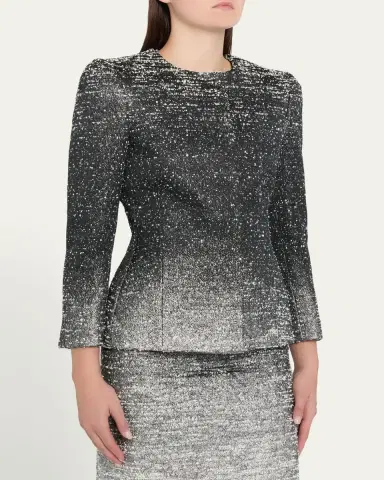 Oscar de la Renta Ombre Metallic Boucle Jacquard Single-Breasted Jacket | Thumbnail 4 Oscar de la Renta Ombre Metallic Boucle Jacquard Single-Breasted Jacket | Thumbnail 4