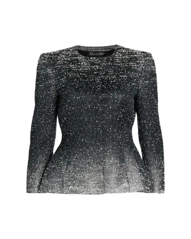 Ombre Metallic Boucle Jacquard Single-Breasted Jacket