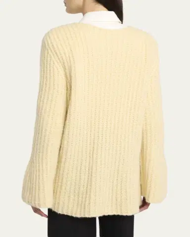 The Row Mirr Bell-Sleeve Cashmere Rib Sweater | Thumbnail 3 The Row Mirr Bell-Sleeve Cashmere Rib Sweater | Thumbnail 3
