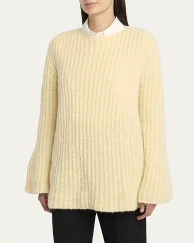 The Row Mirr Bell-Sleeve Cashmere Rib Sweater | Thumbnail 4 The Row Mirr Bell-Sleeve Cashmere Rib Sweater | Thumbnail 4