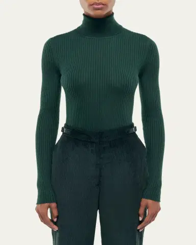 Gabriela Hearst May Rib Knit Wool-Cashmere Turtleneck Sweater | Thumbnail 2