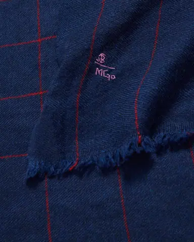 Anderson & Sheppard Men's Hairline Windowpane Check Cashmere Scarf | Thumbnail 4