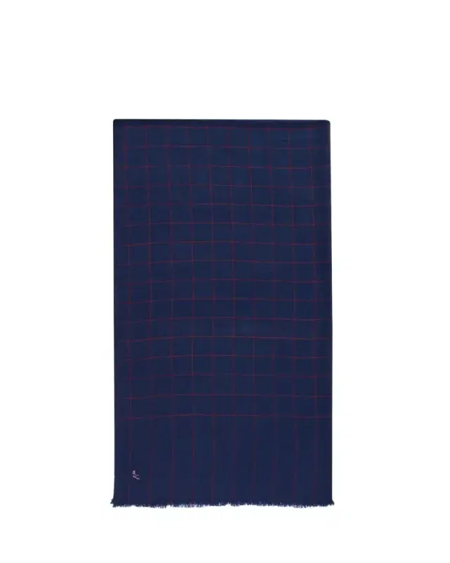 Men's Hairline Windowpane Check Cashmere Scarf
