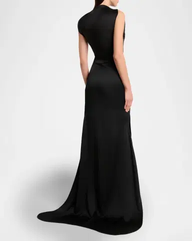 Victoria Beckham Sleeveless Satin Slit Gown | Thumbnail 2