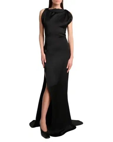 Victoria Beckham Sleeveless Satin Slit Gown | Thumbnail 1