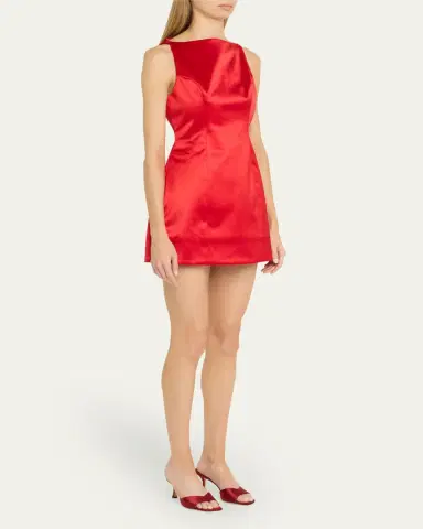 Retrofête Livie High-Neck Satin Mini Dress | Thumbnail 4
