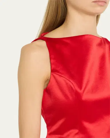 Retrofête Livie High-Neck Satin Mini Dress | Thumbnail 5