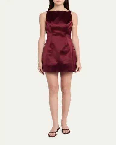 Retrofête Livie High-Neck Satin Mini Dress | Thumbnail 6