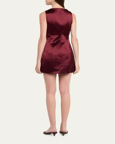 Retrofête Livie High-Neck Satin Mini Dress | Thumbnail 7