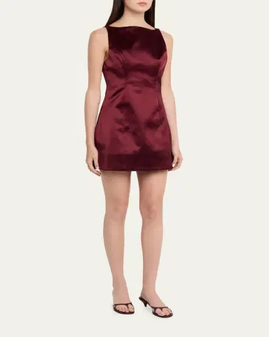 Retrofête Livie High-Neck Satin Mini Dress | Thumbnail 8