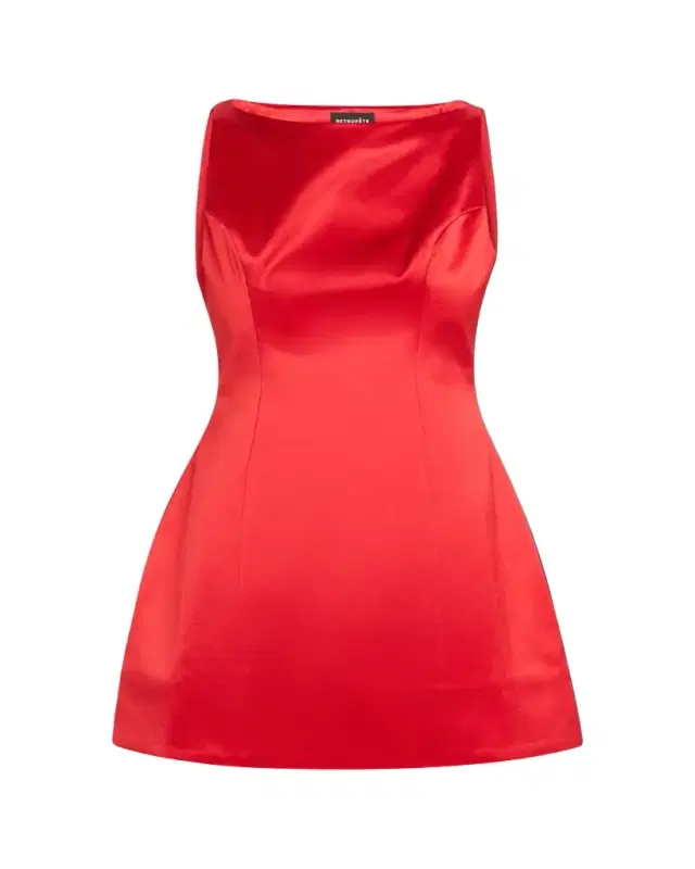 Retrofete Livie High-Neck Satin Mini Dress