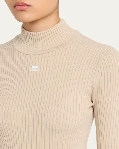 Courrèges Turtleneck Long-Sleeve Rib Sweater | Thumbnail 9