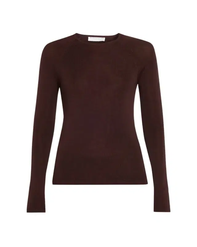 Crewneck Micro Rib Knit Wool-Silk T-Shirt