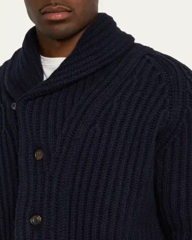 Anderson & Sheppard Men's Rib-Knit Cashmere Cardigan | Thumbnail 5 Anderson & Sheppard Men's Rib-Knit Cashmere Cardigan | Thumbnail 5