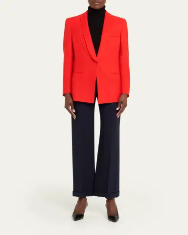 Giorgio Armani Virgin Wool Single-Breasted Longline Blazer | Thumbnail 2 Giorgio Armani Virgin Wool Single-Breasted Longline Blazer | Thumbnail 2