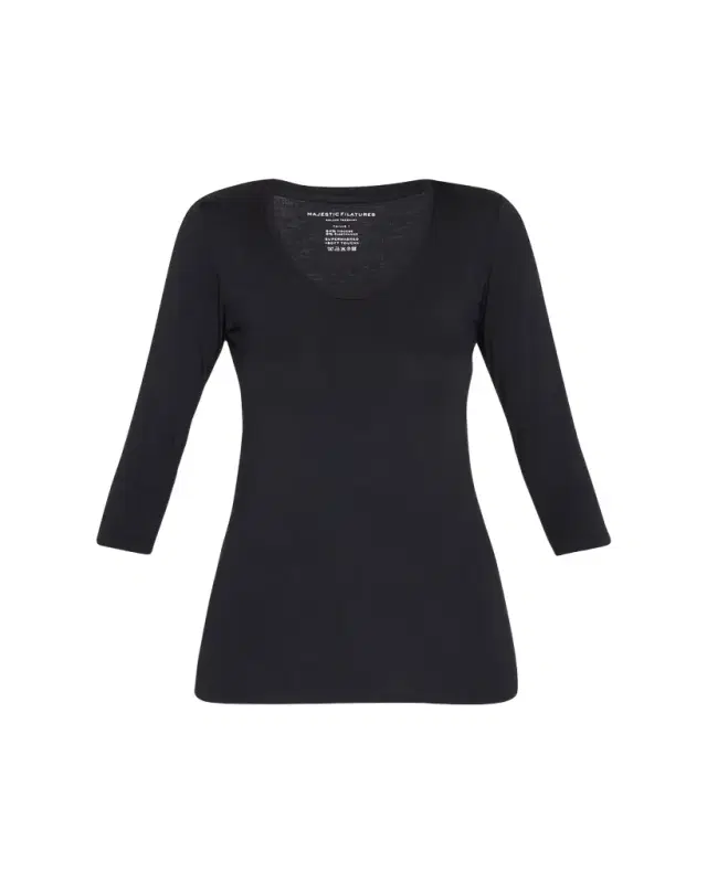 Majestic Filatures Soft Touch 3/4-Sleeve Scoop-Neck Tee