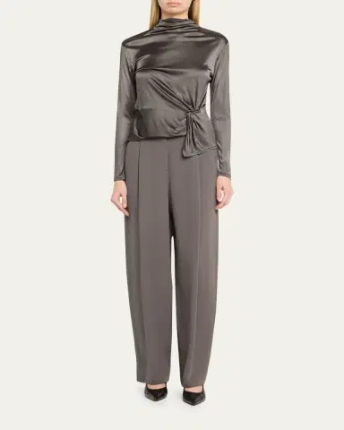 Giorgio Armani Washed Silk Pleated Trousers | Thumbnail 2