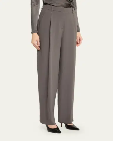 Giorgio Armani Washed Silk Pleated Trousers | Thumbnail 4