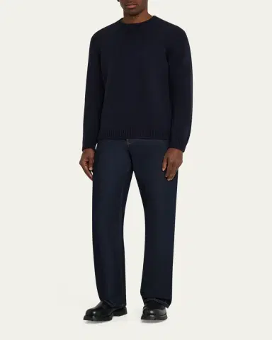 Anderson & Sheppard Men's Plain Knit Cashmere Crewneck Sweater | Thumbnail 2 Anderson & Sheppard Men's Plain Knit Cashmere Crewneck Sweater | Thumbnail 2